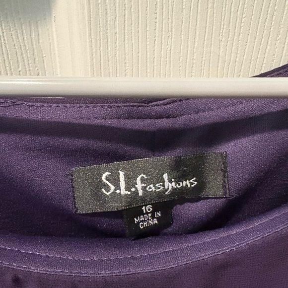 S.L Fashions Purple Dress Size 16 - Picture 2 of 3